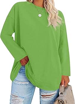 トップス niceness farlowe Fisoew Women's Plus Size Tops Long Sleeve Crew Neck